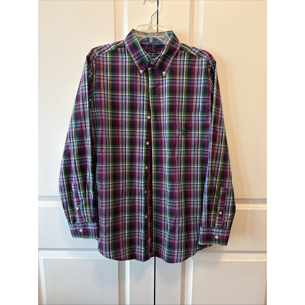 Chaps Easy Care Plaid Button-Down Long Sleeve Woven Cotton Shirt Men’s M